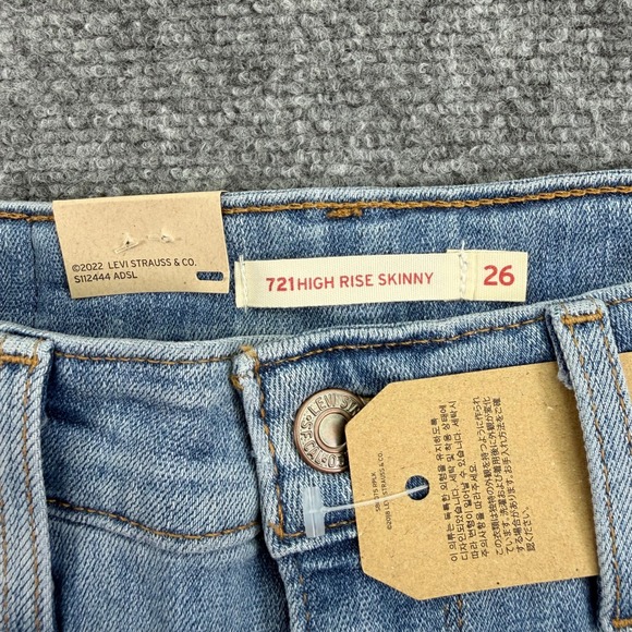 Levis Jeans Womens 2‎ Medium 26x30 (Fit 26x27) 721 High Rise Skinny Distressed - Picture 3 of 16